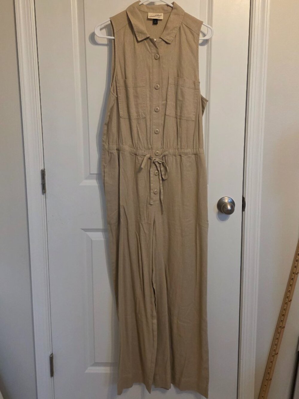 Universal Thread Linen Blend Sleeveless Khaki Jumpsuit - Size 12